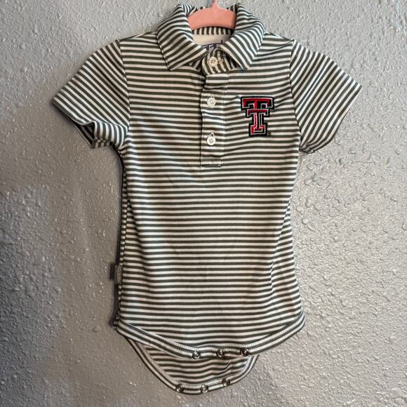 Garb Texas Tech "Carson" INFANT Striped Polo Onesie Size 0-3 months - Picture 2 of 5